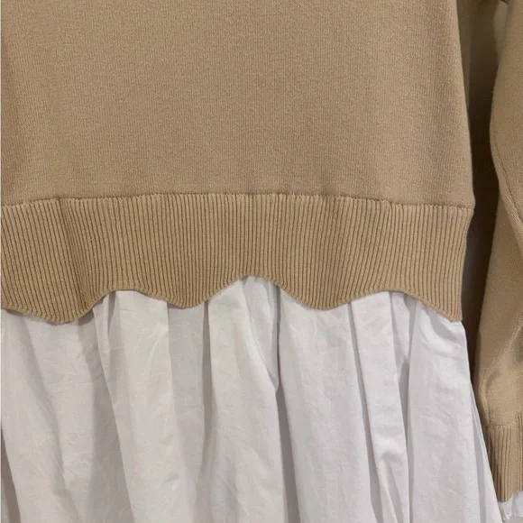 English Factory Beige and White Long Sleeve Dress - Picture 3 of 7